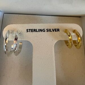 Sterling Silver and Gold Hoop Earrings